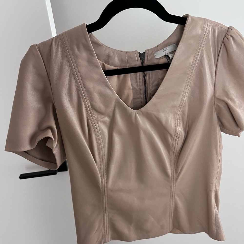 Joie Taupe V-Neck Blouse